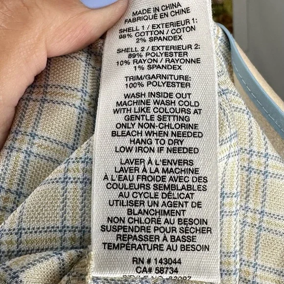 NWT Avec Les Filles Tan and Blue Plaid patchwork Trenchcoat Medium - Picture 11 of 16